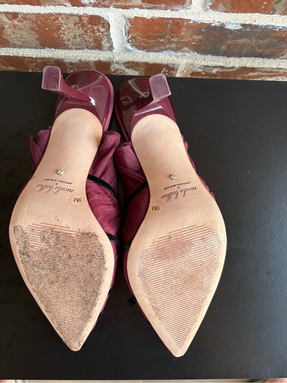 Antonio Melani x Nicola Bathie Sophia Chiffon Velvet Bow Dress Mules Size 9 - Picture 13 of 14